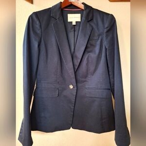 Banana Republic Womens Navy One Button Closure Blazer Stretch Size 10